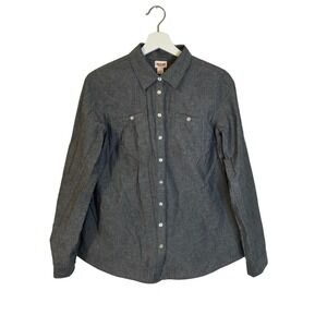 Mossimo Supply Co Womens Long Sleeve Shirt Gray Chambray Medium‎ Cotton